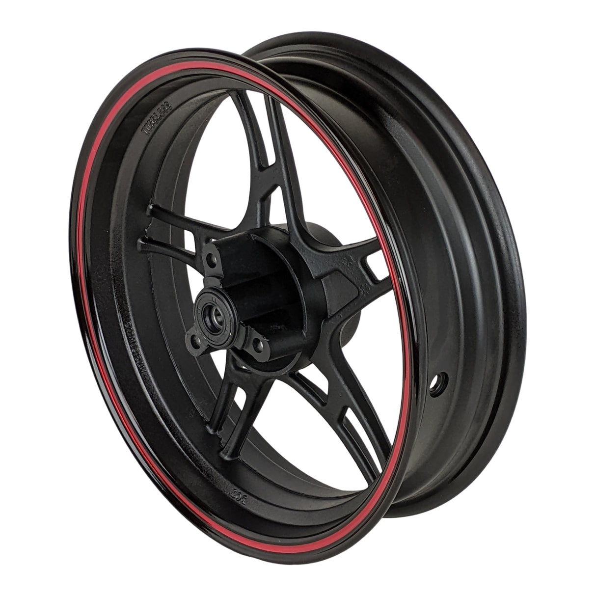 13" Front Rim Wheel with 3-Bolt Holes Pattern - MT 3.50x13 - Aluminum Rims 5 Spoke Design - for Gy6 Taotao Quantum 150 Scooters (Black & Red)