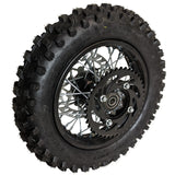 Wheel Rim Assembly - Rear - 10" Steel 15mm ID - Version Hub C - BLACK with Rotor, Sprocket, Tire and Tube