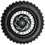 Wheel Rim Assembly - Rear - 10" Steel 15mm ID - Version Hub C - BLACK with Rotor, Sprocket, Tire and Tube