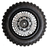 Wheel Rim Assembly - Rear - 10" Steel 15mm ID - Version Hub C - BLACK with Rotor, Sprocket, Tire and Tube