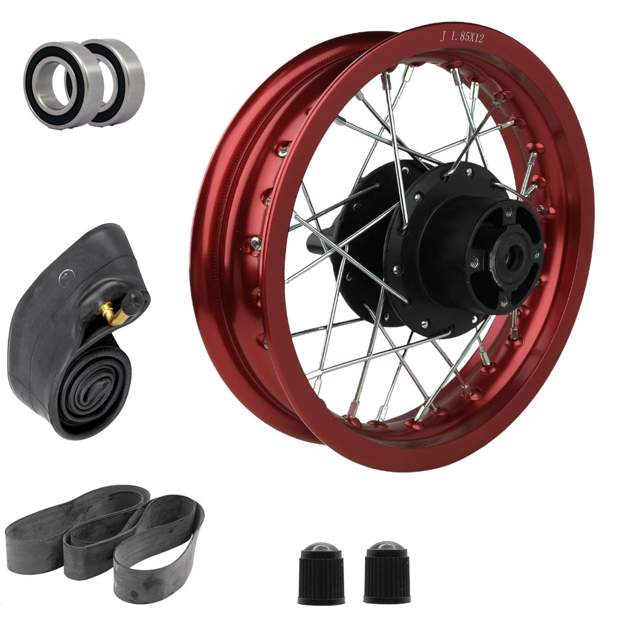 12" x 1.60 Front Wheel Rim Kit 32 Spokes for SSR SDG KC CRF 50cc-125cc Pit Bike - RED