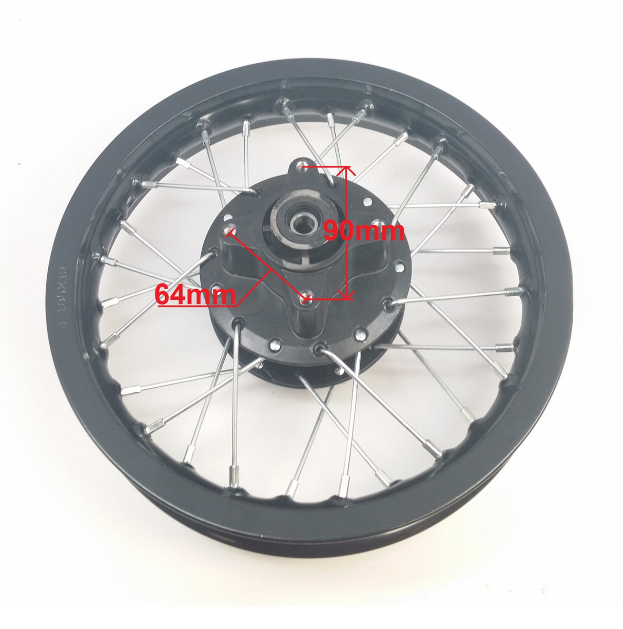 Wheel Rim - Front - 12" x 1.60 - 12mm ID - 32 Spokes Aluminum BLACK