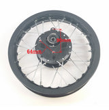 Wheel Rim - Front - 12" x 1.60 - 12mm ID - 32 Spokes Aluminum BLACK
