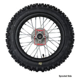 12" Rear Wheel 12mm Axle Hole - Sprocket, Rotor Tire & Tube Preinstalled