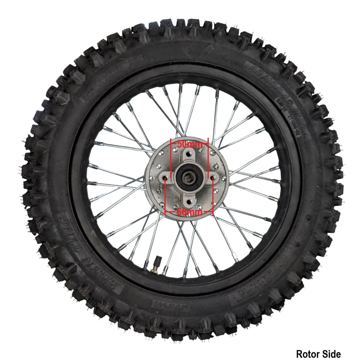 12" Rear Wheel 12mm Axle Hole - Sprocket, Rotor Tire & Tube Preinstalled