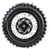 Wheel Rim Assembly - Rear - 12" Steel 15mm ID - Version Hub C - BLACK with Rotor, Sprocket, Tire and Tube