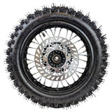 Wheel Rim Assembly - Rear - 12" Steel 15mm ID - Version Hub C - BLACK with Rotor, Sprocket, Tire and Tube