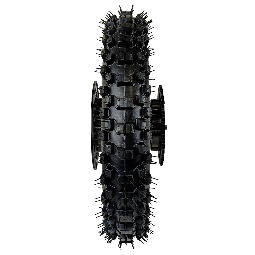 Wheel Rim Assembly - Rear - 12" Steel 15mm ID - Version Hub C - BLACK with Rotor, Sprocket, Tire and Tube