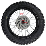 14" Rear Wheel 12mm Axle Hub  - Dirt bike Rims, Sprocket, Rear Rotor, and Rear Axle