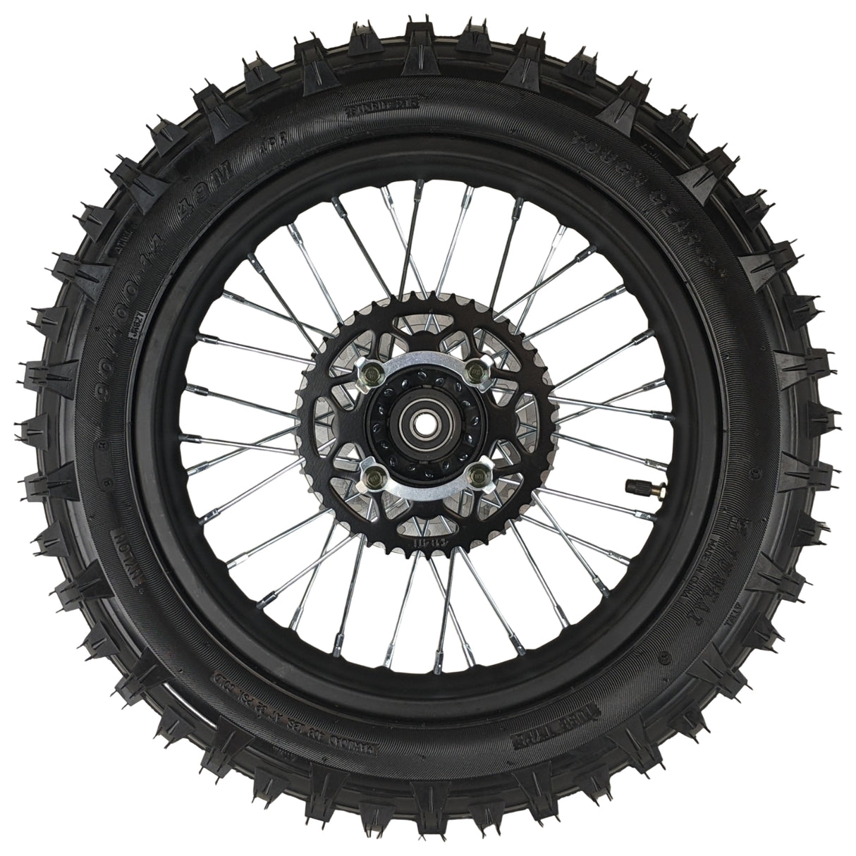 14" Rear Wheel Rim Tire Assembly For Dirt Pit Bike Trail 90/100-14 Rear Wheel Rim Tire Fits 125/140/150/160cc Pit Dirt Bike KLX65 Apollo Kayo TT 125 140 Includes Brake Rotor and Sprocket (14 inch)