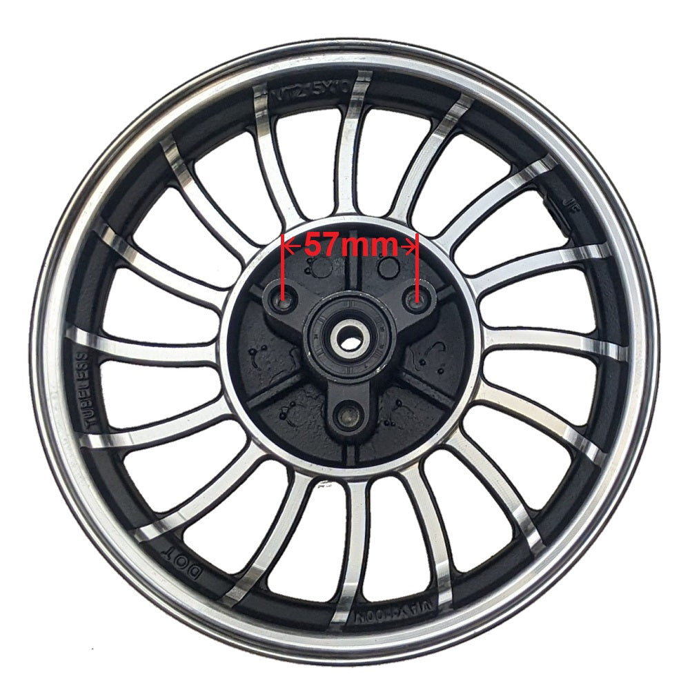 10" 2.15x10 Front & 2.50x10 Rear Aluminum Wheel Rim Set for 50cc Scooters