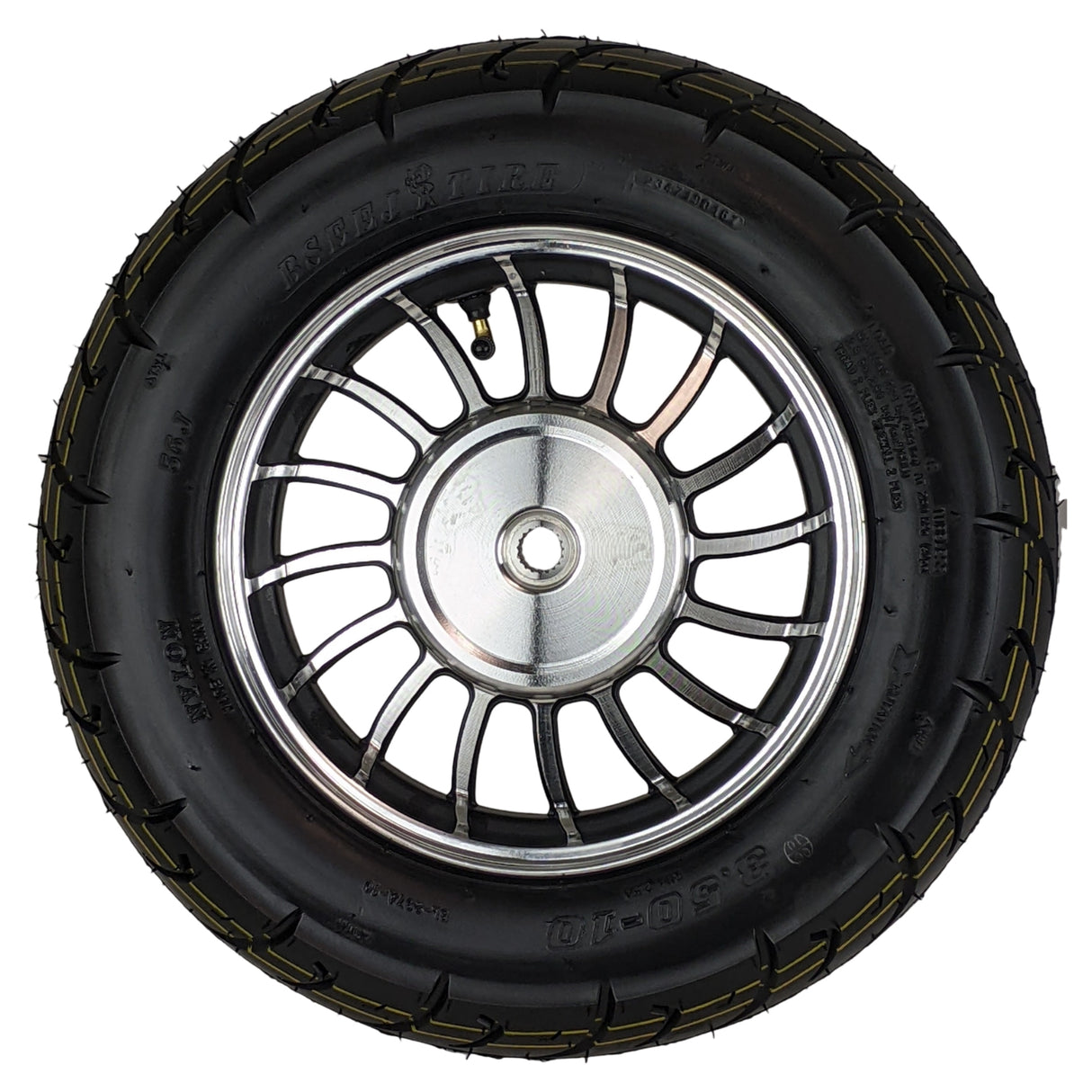 10" Tire 3.50-10 & 2.15x10 Rear Wheel - Preinstalled - 50cc Scooters