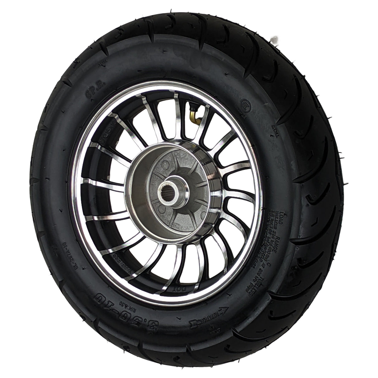 10" Tire 3.50-10 & 2.15x10 Rear Wheel - Preinstalled - 50cc Scooters