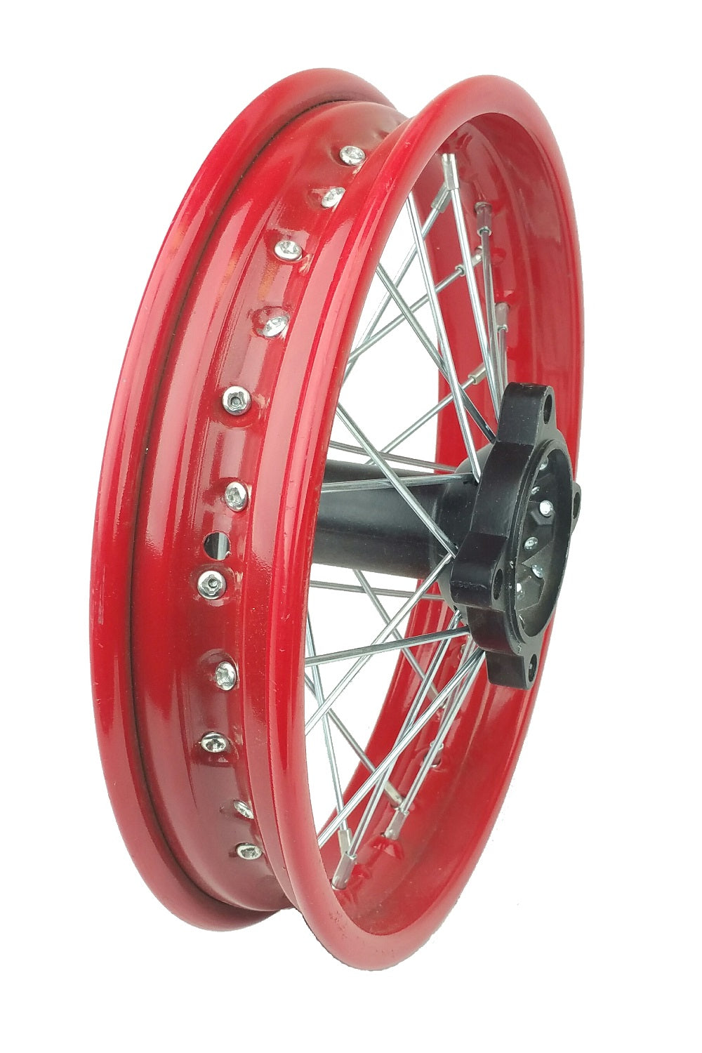 Wheel Rim - Rear- 12" x 1.60 - 12mm ID - 32 Spokes Steel RED