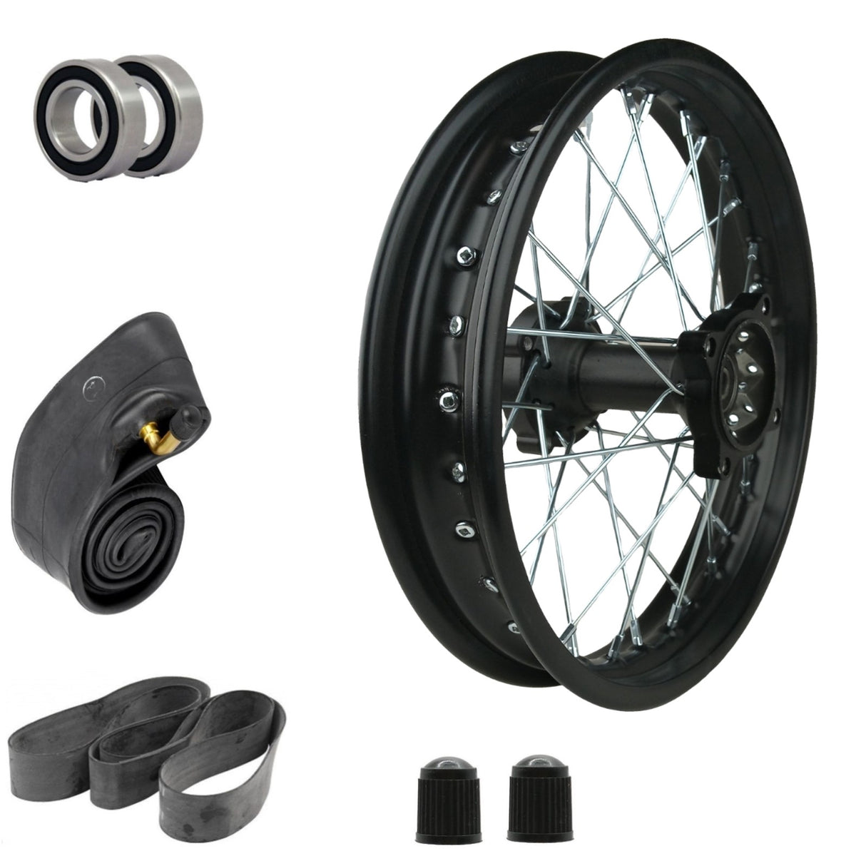 1.85 x 14 Dirt Bike Rear Wheel Rim Kit KLX125 RM80 Apollo 125 Motocross - Black