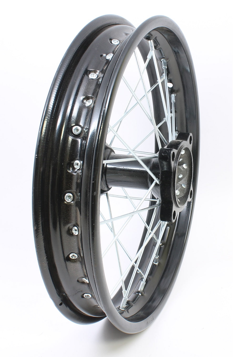 Wheel Rim - Front - 14" x 1.85 - 12mm ID - 32 Spokes Steel BLACK