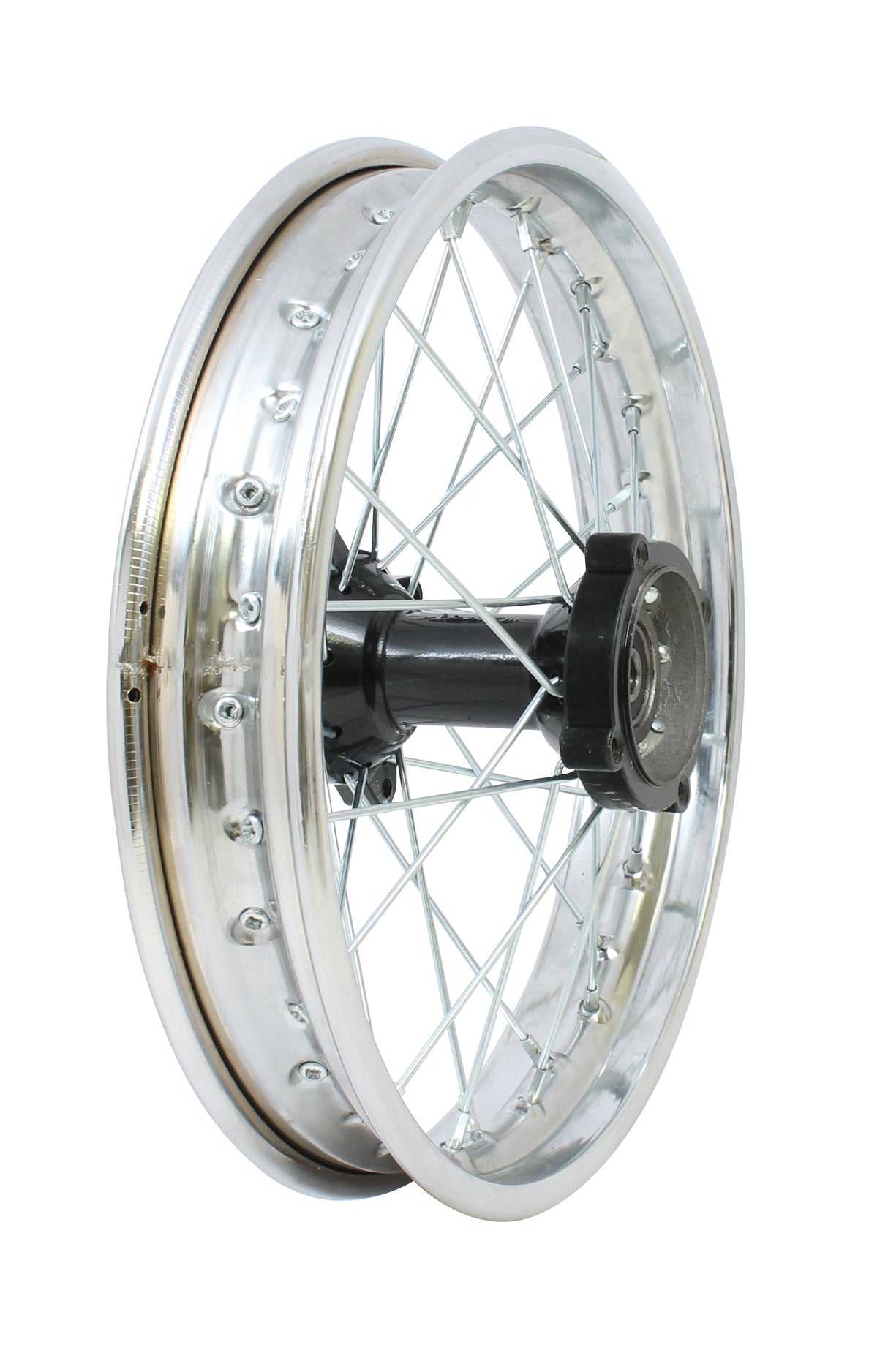 Wheel Rim - Rear- 12" x 1.60 - 12mm ID - 32 Spokes Steel Chrome