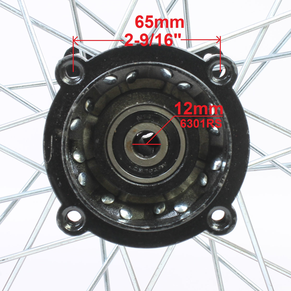 Wheel Rim - Rear 12" and 14" - 12mm and 15mm ID -Version Hub C 14 Wheel / Aluminum 12mm / Chrome