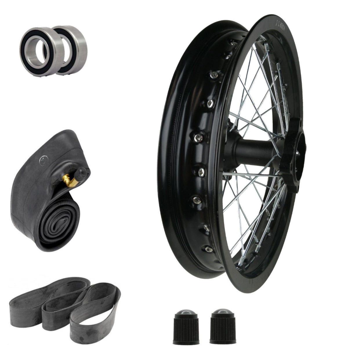 14"x1.85 Rear Wheel Rim Kit 12mm ID for Apollo 50cc-125cc Dirt Pit Bike - Black
