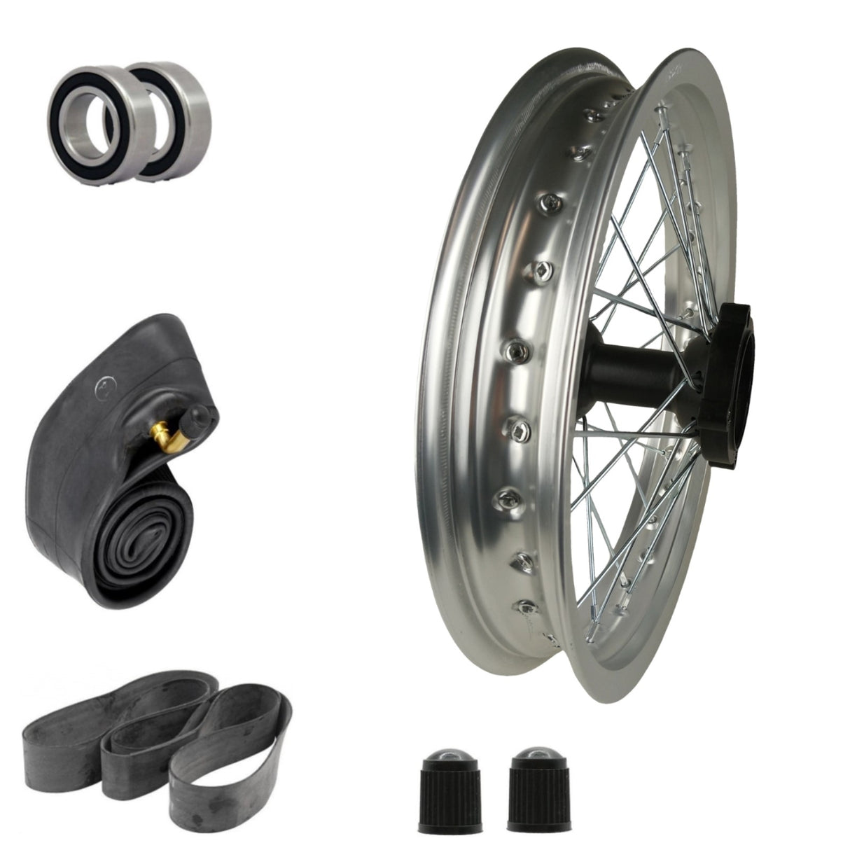 14"x1.85 Rear Wheel Rim Kit 12mm ID for Apollo 50cc-125cc Dirt Pit Bike - Chrome