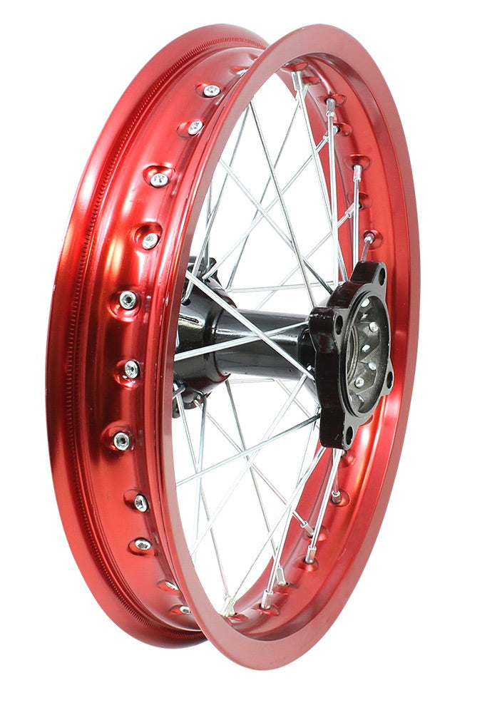 Wheel Rim - Rear 12" and 14" - 12mm and 15mm ID -Version Hub C 14 Wheel / Aluminum 12mm / Red