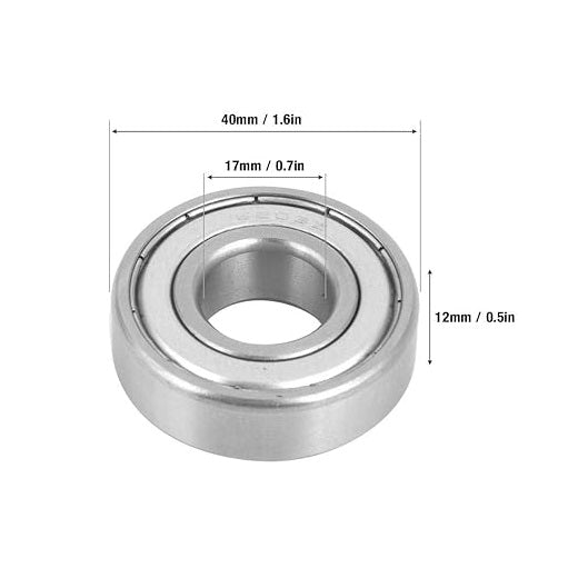 Bearing 6203-Z with Seals - Single Row Radial Ball Bearing Shields - 17x40x12mm - 2Pcs