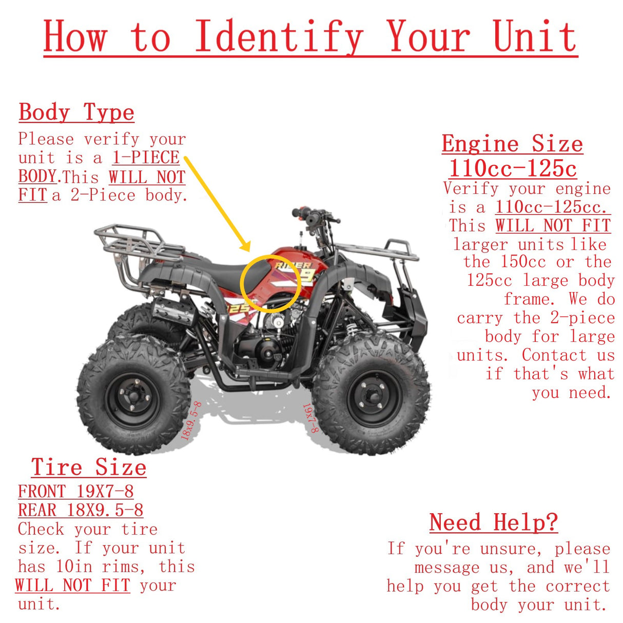 Body Plastic ATV Taotao 110D 125D 110cc 125cc Ryder Coolster Utility Peace - Blue