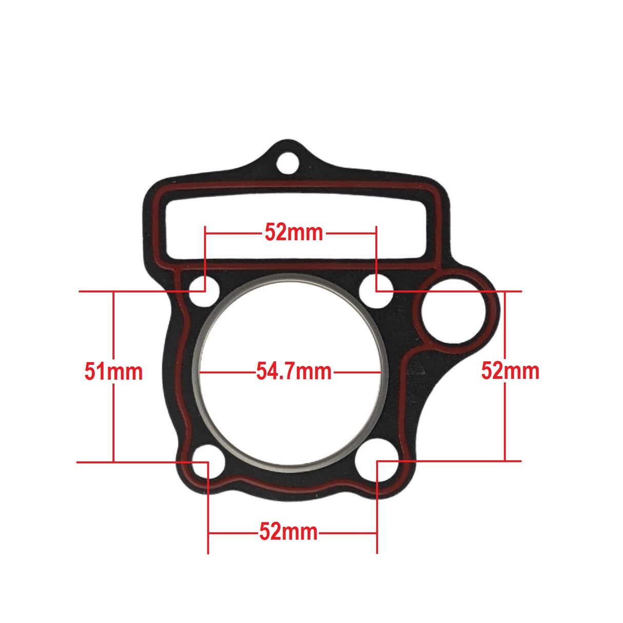 Complete Head & Cylinder Gasket With O-Rings Set for 125cc ATV, Apollo CRF Dirt Bikes 4 Stroke Horizontal Engines - Engine Code 152FMH D7-12E (54mm)