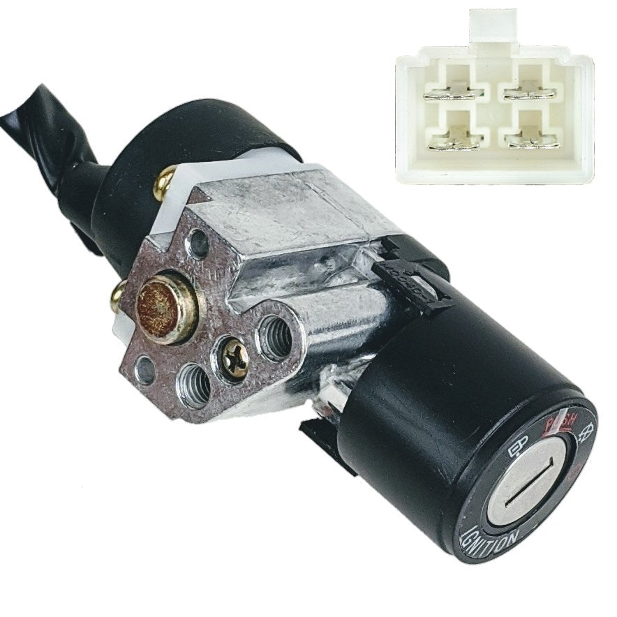 Ignition Key Switch Kit Includes Key Switch, 2 Keys, Locking Gas Cap, Seat Latch Assembly, Hardware Set - 4 Wire GY6 50cc-150cc Scooter YY125-2A Version