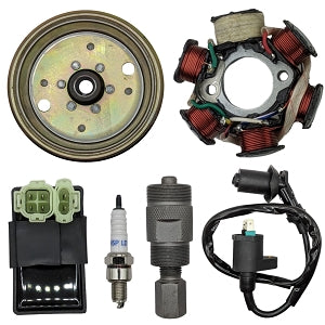 GY6 50cc Ignition Repair Kit 6 Coil Stator Flywheel CDI Coil Spark Plug