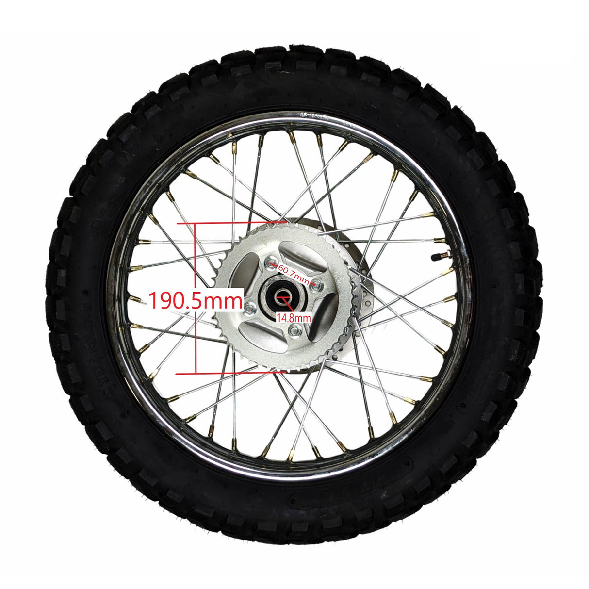 18" Rear Wheel Assembly - Hawk Raven 250 RPS BSR250 Preassembled with Rotor Sprocket Tire and Tube