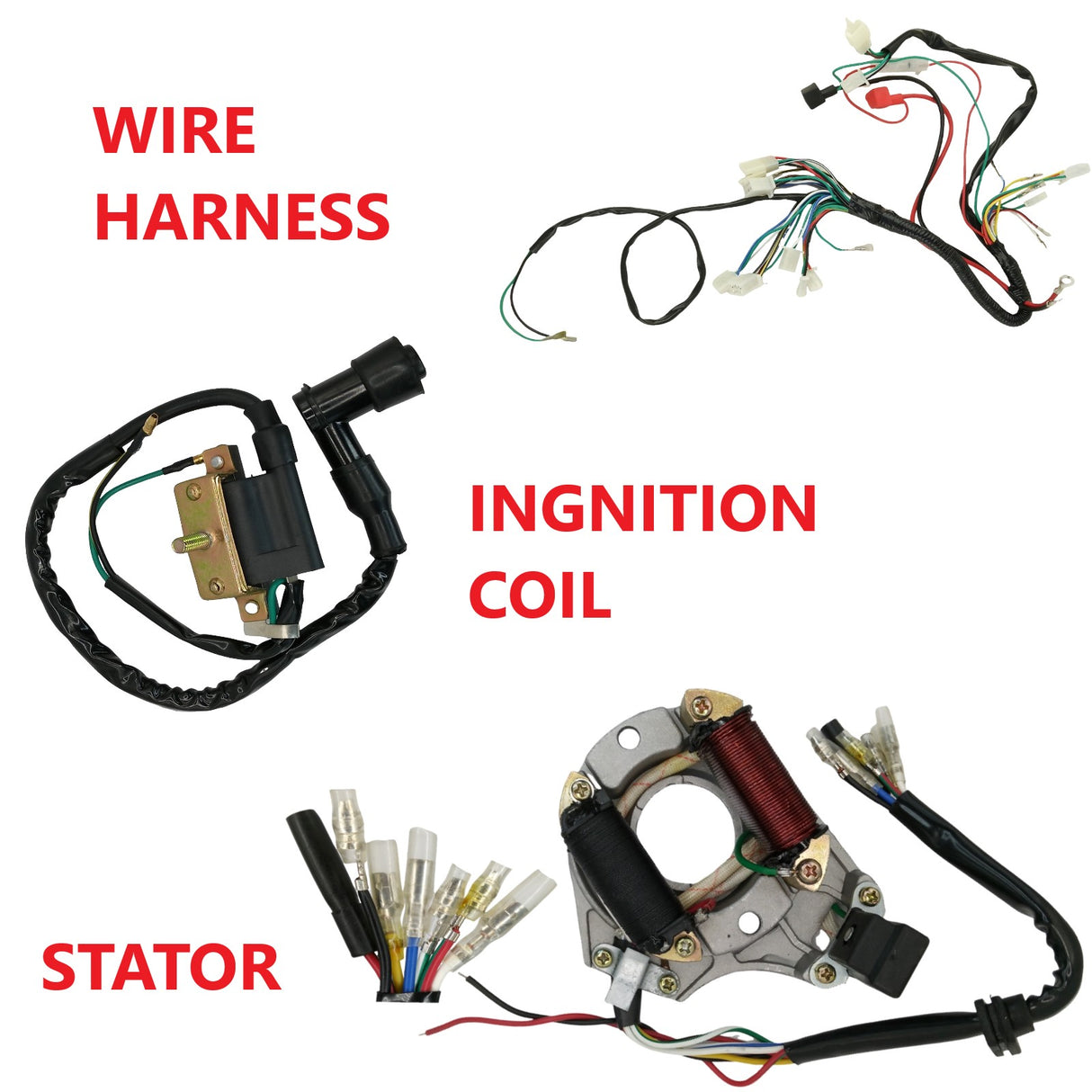 Complete Engine Start Wiring Harness Kit for 50cc-125cc Cougar Cycle Hawk Electric Start ATV